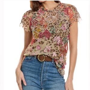 Johnny Was Mazzy Ruffle Neck Blous